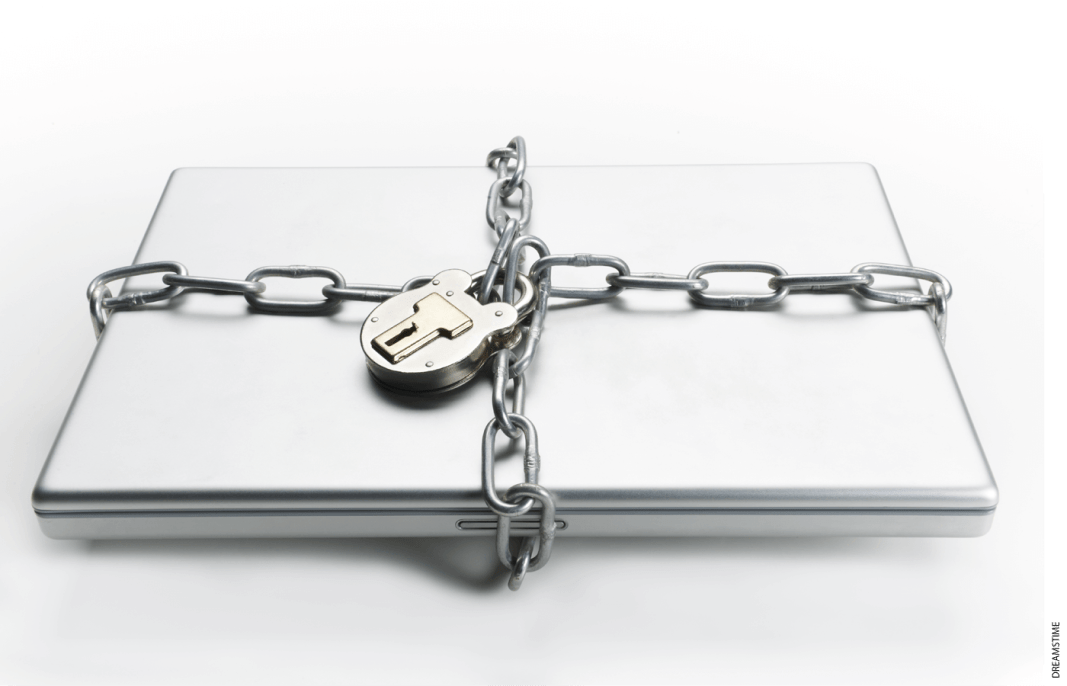 Illustration of a laptop chained shut