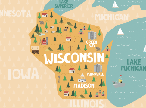 Illustrated map of Wisconsin