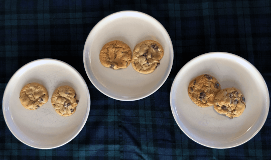 Three plates of cookies