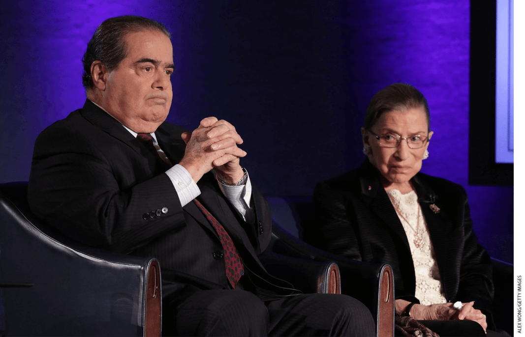 Antonin Scalia (left) and Ruth Bader Ginsburg